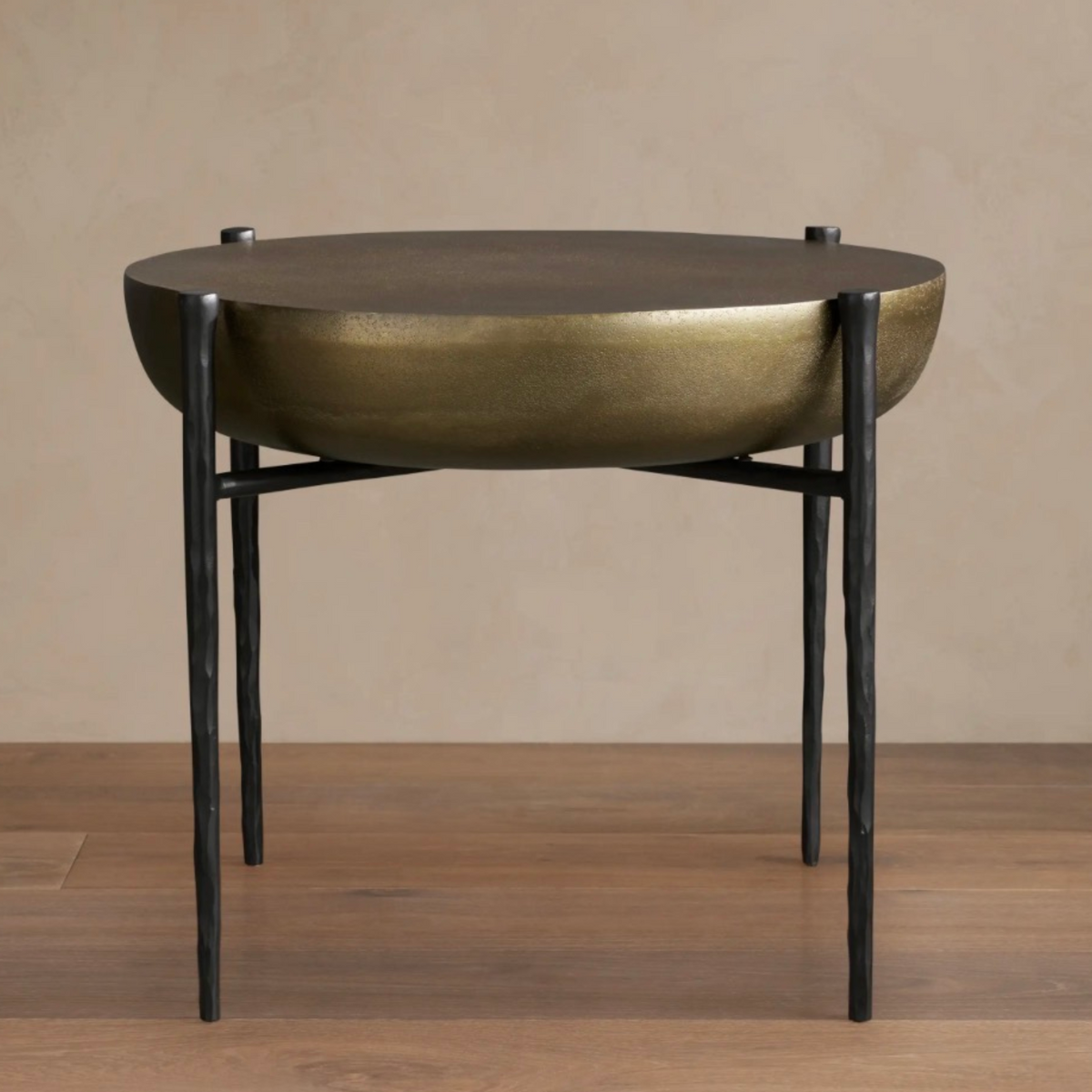 MODERN MOUNTAIN SIDE TABLE | ROUND DRUM-BRASS