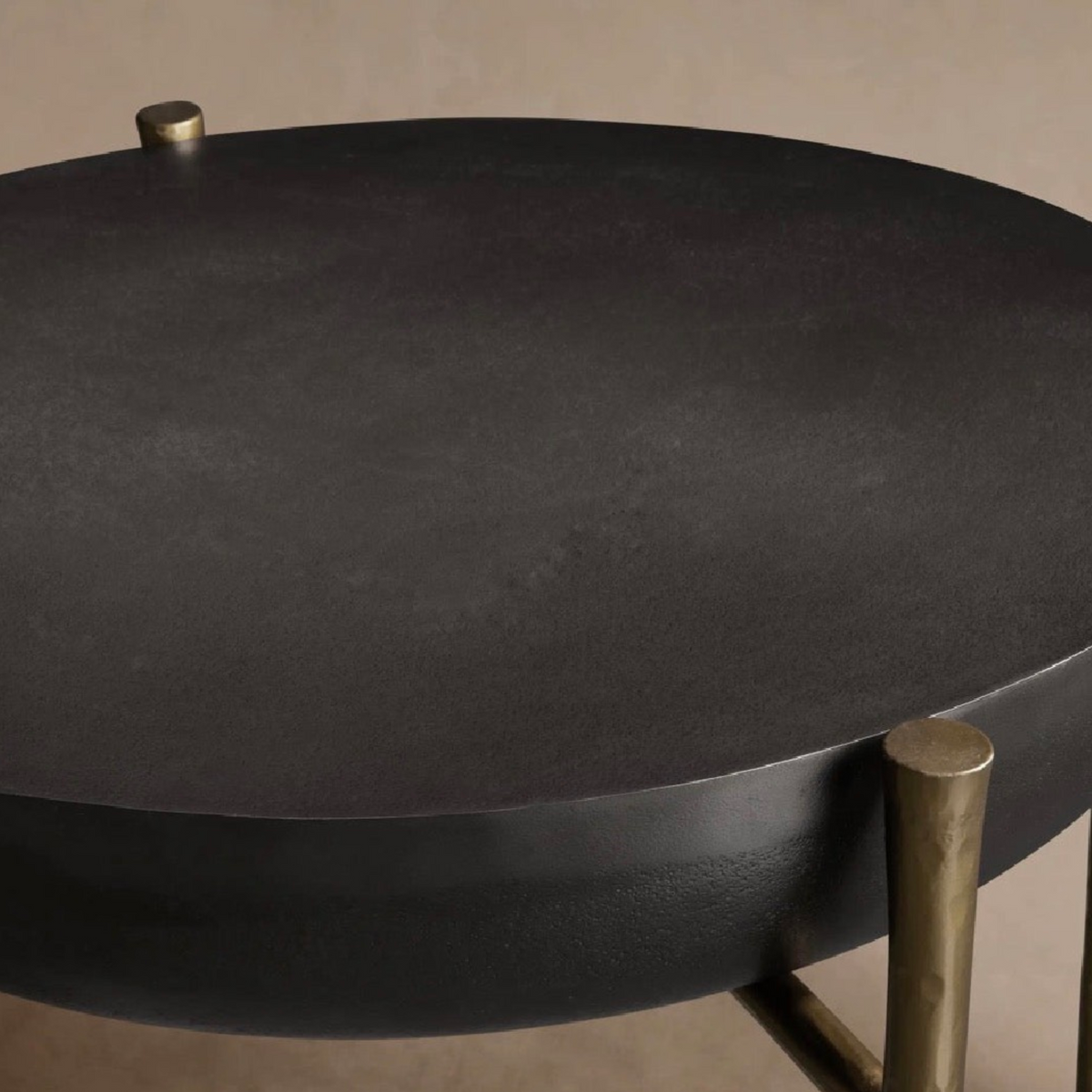 MODERN MOUNTAIN SIDE TABLE | ROUND DRUM-NICKEL