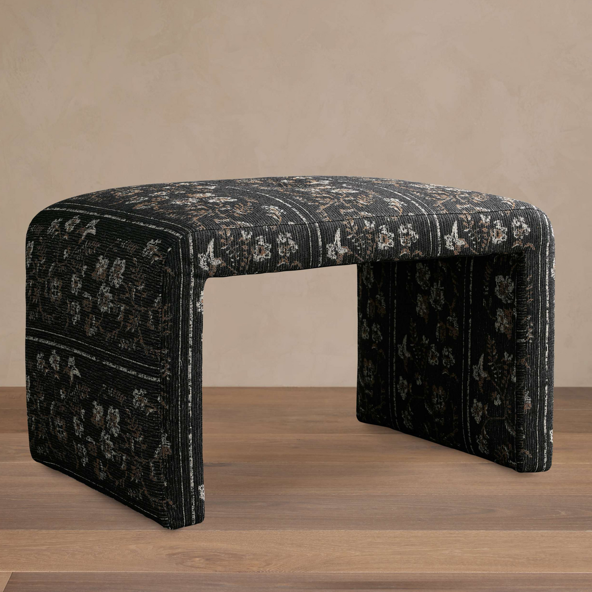 WOODSIDE OTTOMAN | CHARCOAL FLORAL PRINT