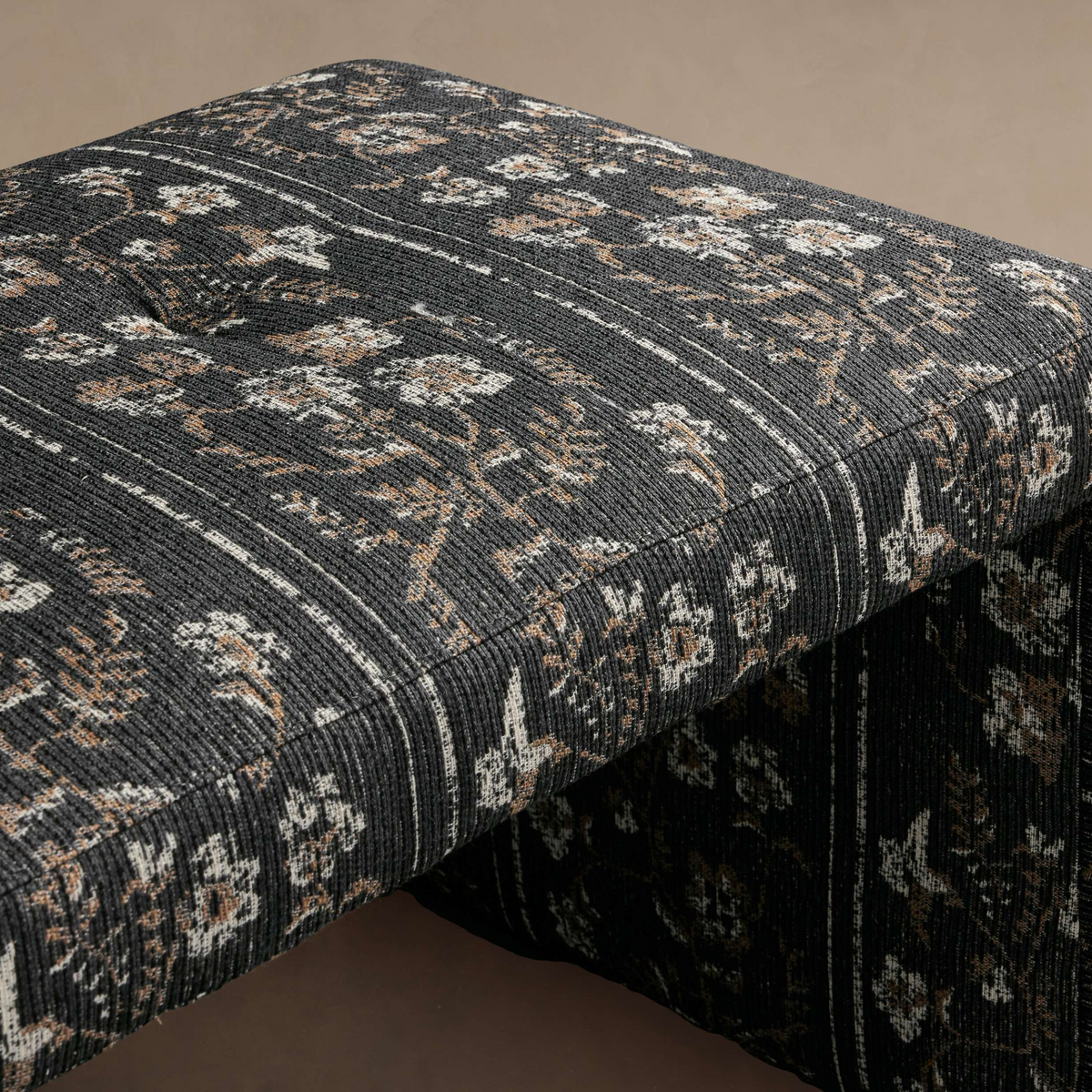 WOODSIDE OTTOMAN | CHARCOAL FLORAL PRINT