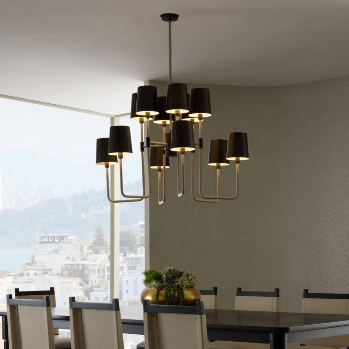 LIGHTING | WOODSIDE 10 LIGHT CHANDELIER WITH METAL SHADES
