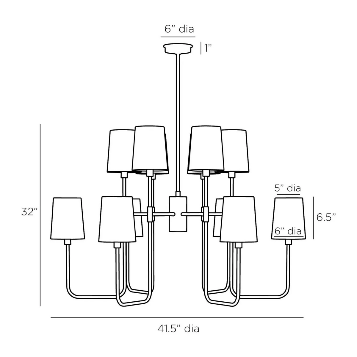 LIGHTING | WOODSIDE 10 LIGHT CHANDELIER WITH METAL SHADES
