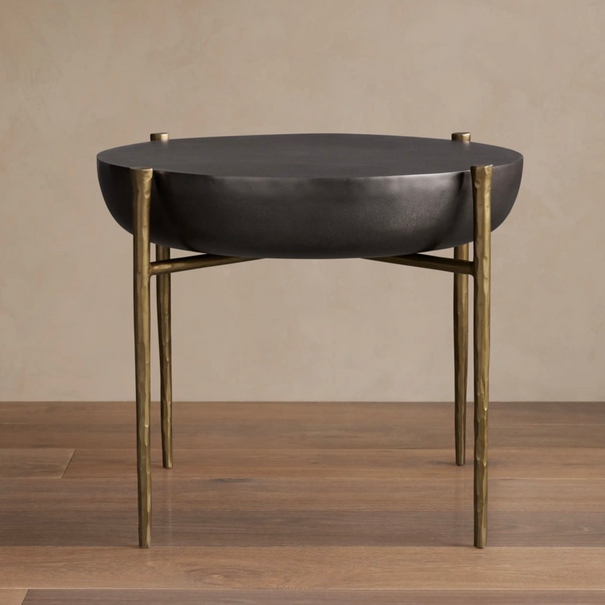 MODERN MOUNTAIN SIDE TABLE | ROUND DRUM-NICKEL