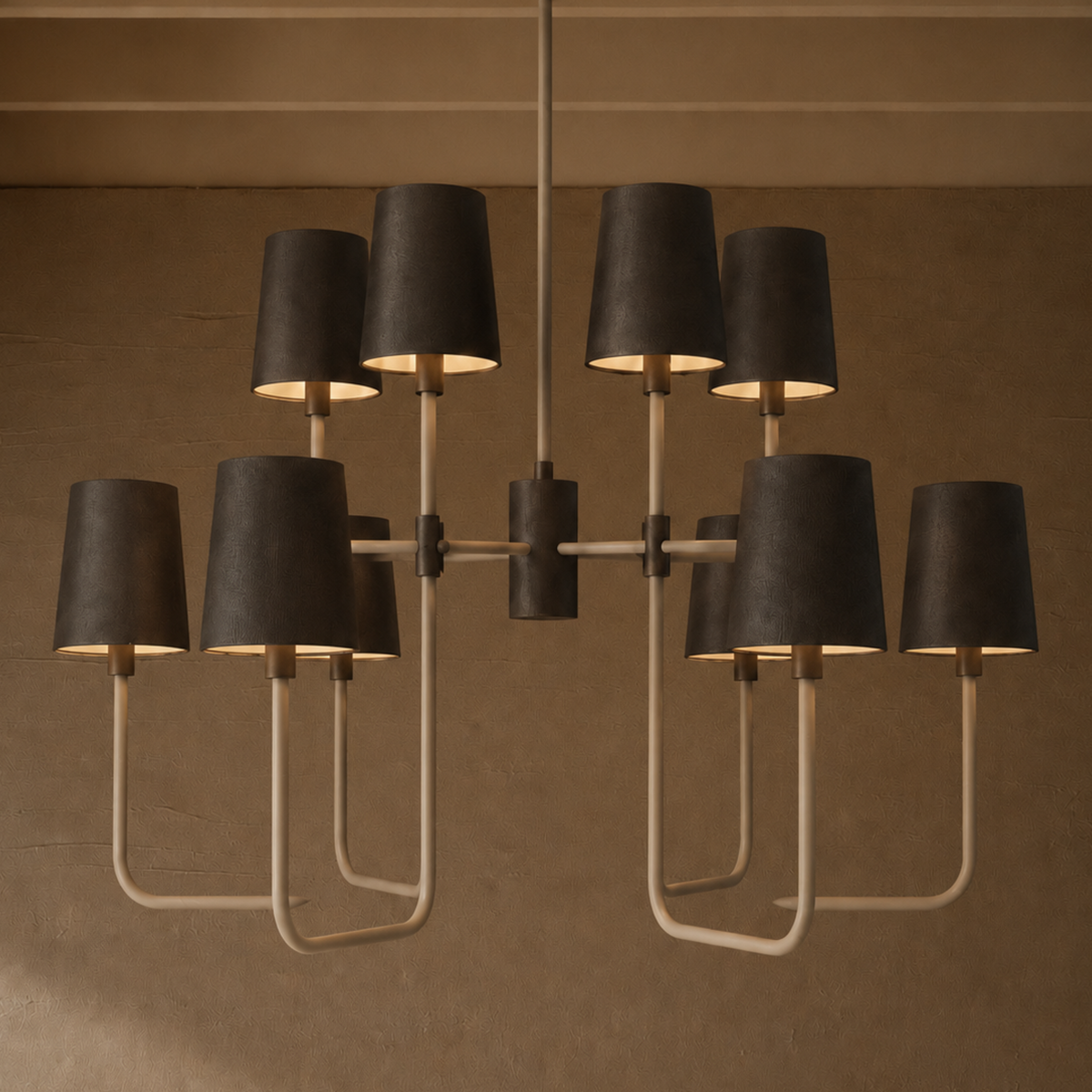 LIGHTING | WOODSIDE 10 LIGHT CHANDELIER WITH METAL SHADES