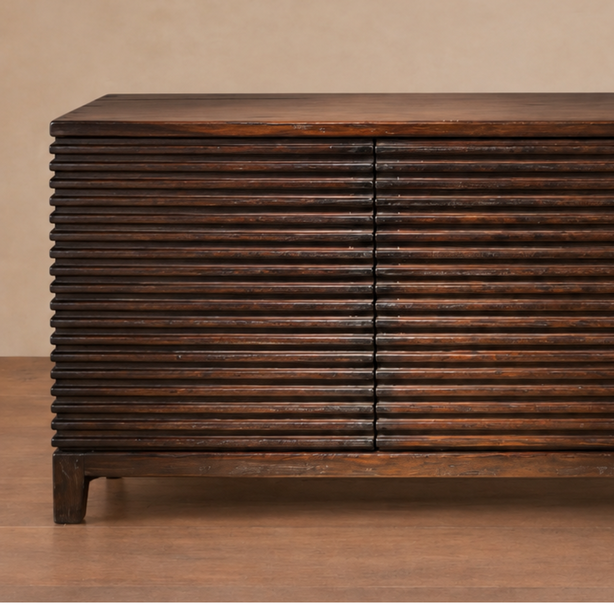 MODERN MOUNTAIN SIDEBOARD | CURVED FRONT THREE DOOR WITH REEDED DETAILS